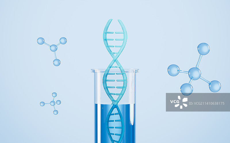 DNA 与分子结构3D渲染图片素材