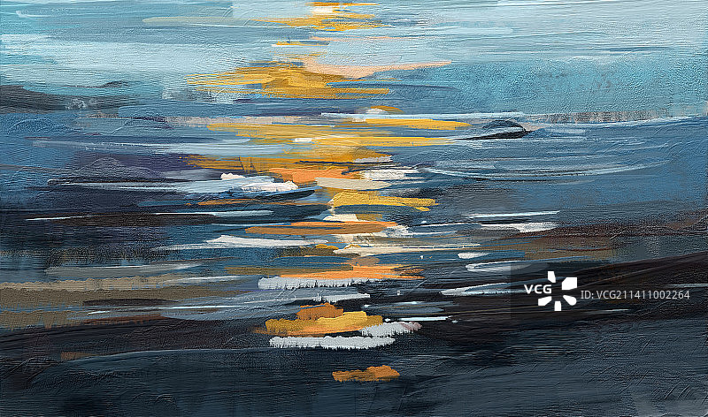大海抽象油画写意装饰画背景图片素材