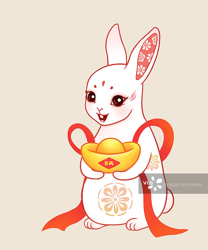 国潮兔年中国风生肖兔插画图片素材