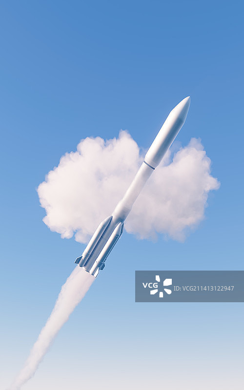 发射的火箭3D渲染图片素材