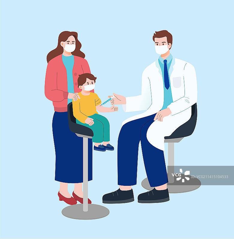 儿童疫苗接种插画图片素材