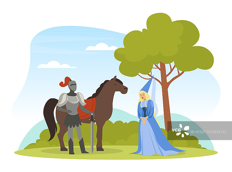 中世纪生活场景中的男子骑士图片素材