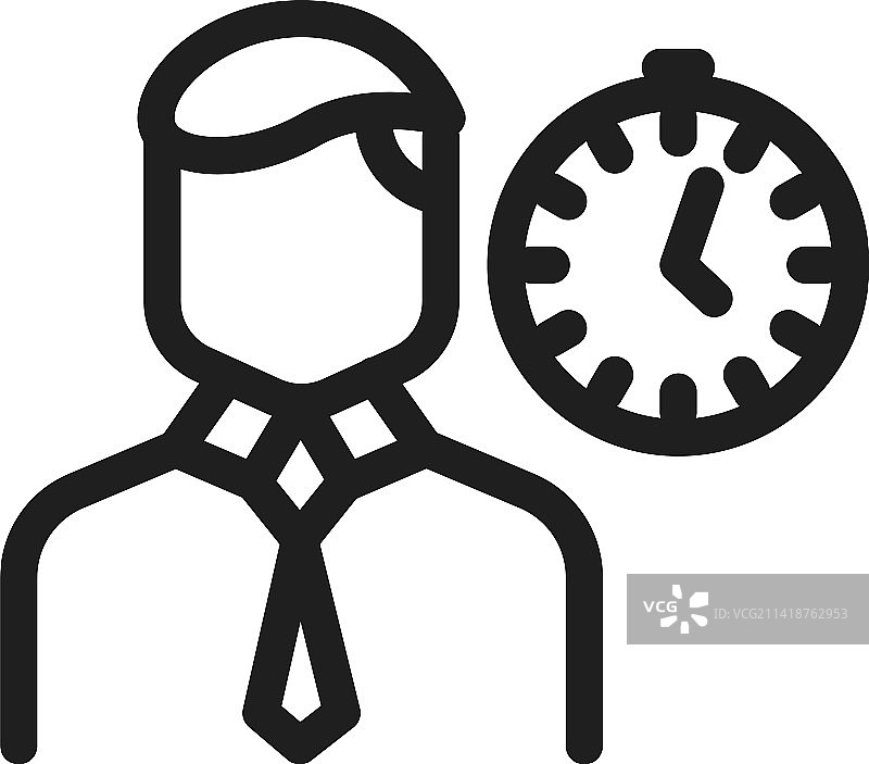 经理和时钟图标工作时间线性符号图片素材