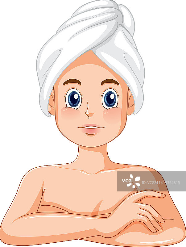 一个女人用毛巾裹着头发图片素材