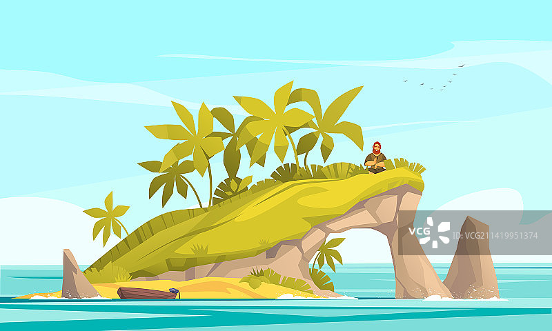 热带岛屿漫画图片素材