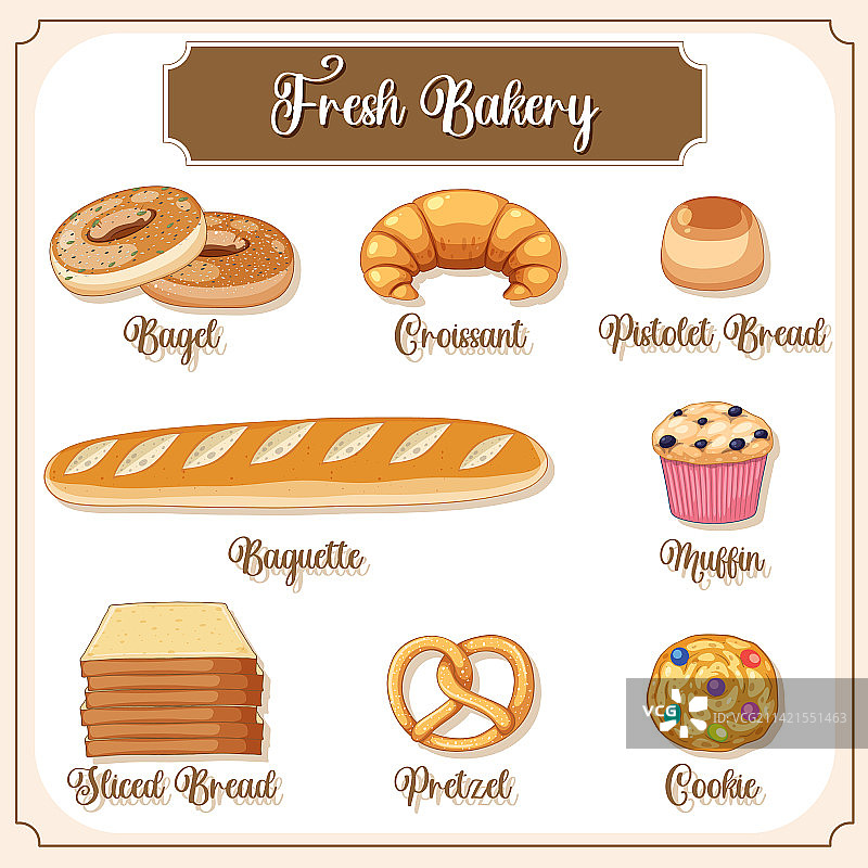 一套面包和糕点烘焙产品图片素材
