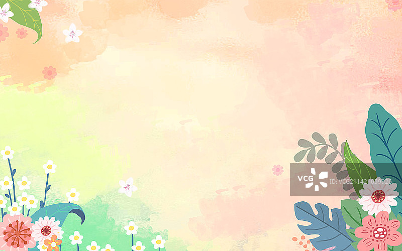春天水彩鲜花花卉边框插画图片素材