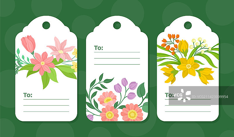 花卉标签设计与盛开的芬芳花园图片素材