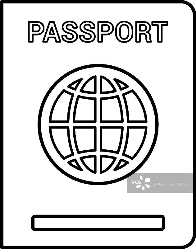 旅行护照轮廓图标线艺术图片素材