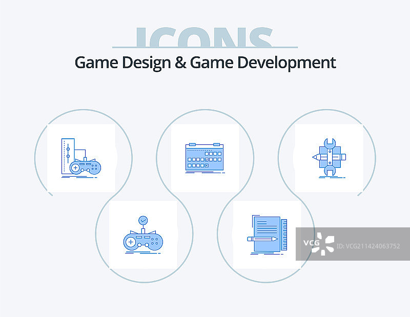 游戏设计和游戏开发蓝色图标包5图片素材