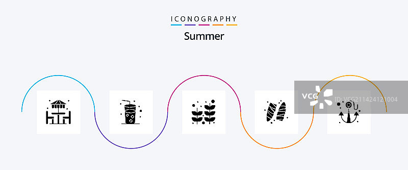 夏季象形文字5图标包包括海锚图片素材