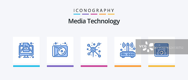 媒体技术蓝色5图标包包括页面图片素材