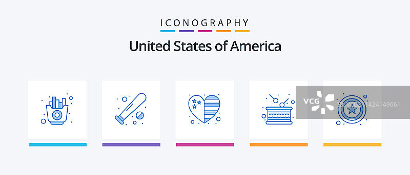 美国蓝色5图标包包括独立图片素材