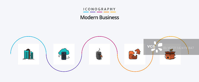 现代商务线填平5个图标包图片素材