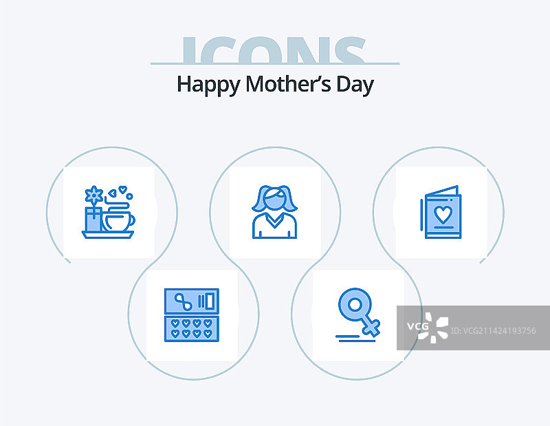 快乐母亲节蓝色图标包5图标设计图片素材