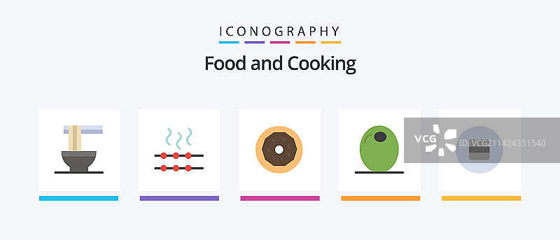 食品扁平5图标包包括食品饮食甜甜圈图片素材