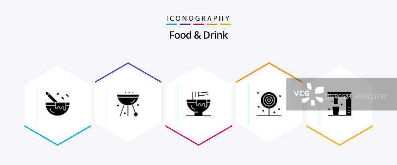 食物和饮料25字形图标包包括饮料图片素材