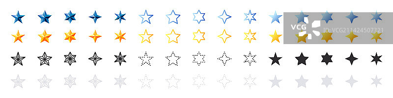 星星图标设置彩色星星图标等级图片素材