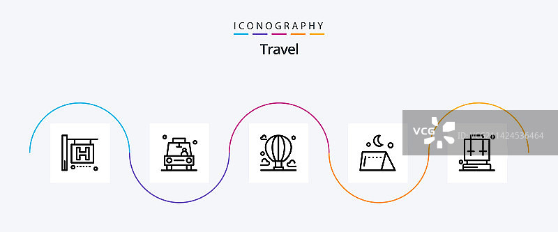 旅行线路5图标包包括背包帐篷图片素材