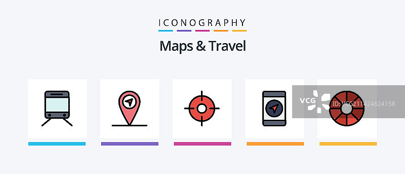 地图和旅行线路填充5图标包包括图片素材