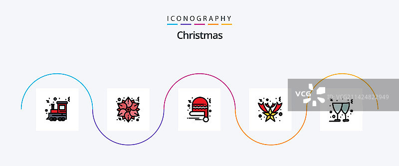 圣诞线填平5个图标包包括图片素材