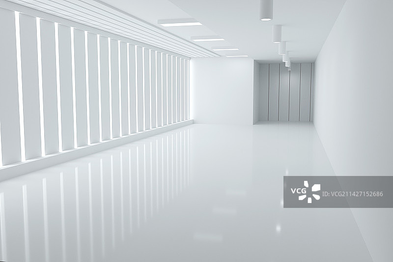 3D白色现代建筑室内空间图片素材