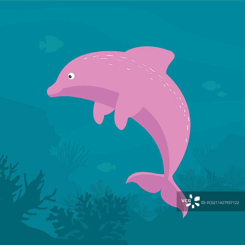 粉红海豚游泳图片素材