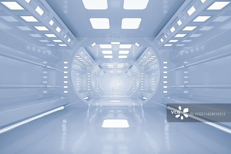3D渲染现代科技隧道室内建筑空间展厅图片素材