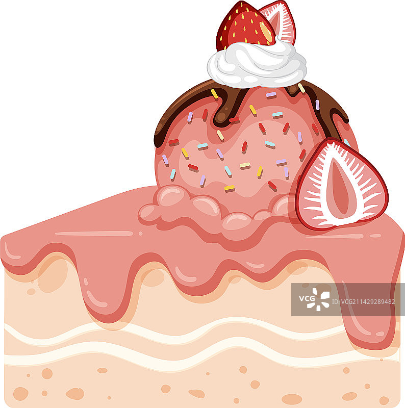草莓蛋糕配冰淇淋图片素材