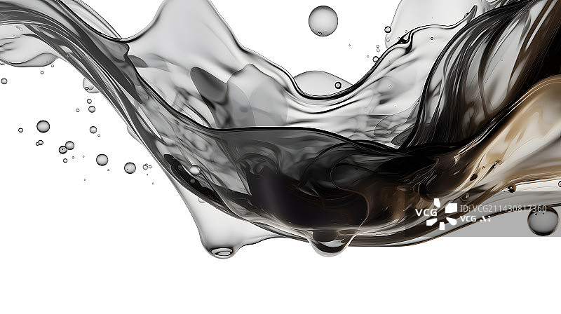 【AI数字艺术】黑色的液体溅起水花图片素材