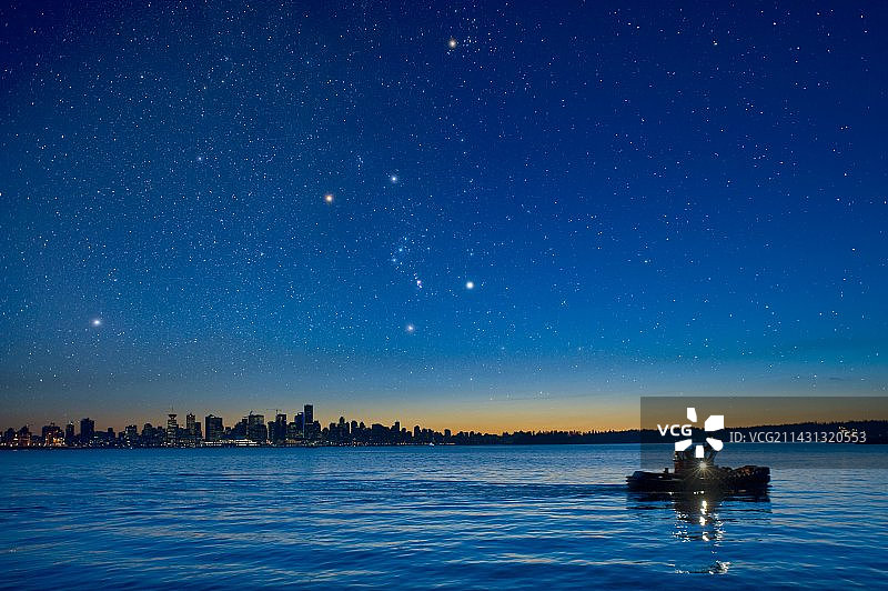 猎户座在加拿大温哥华上空图片素材
