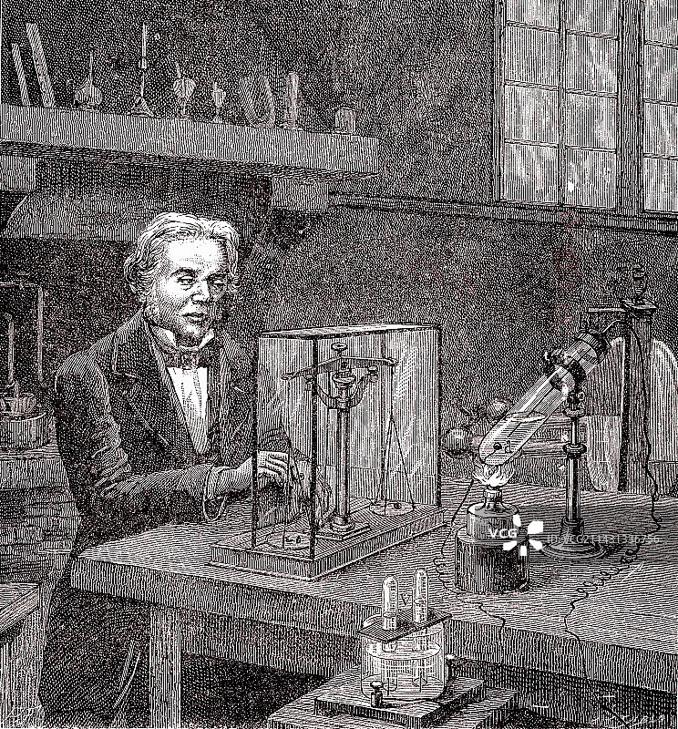 法拉第的电解实验(1833年图片素材
