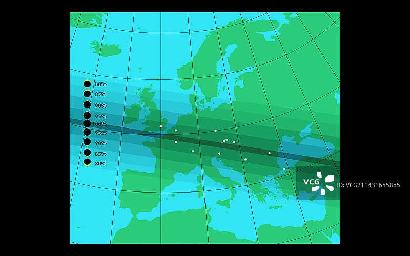1999年欧洲日食路径图片素材