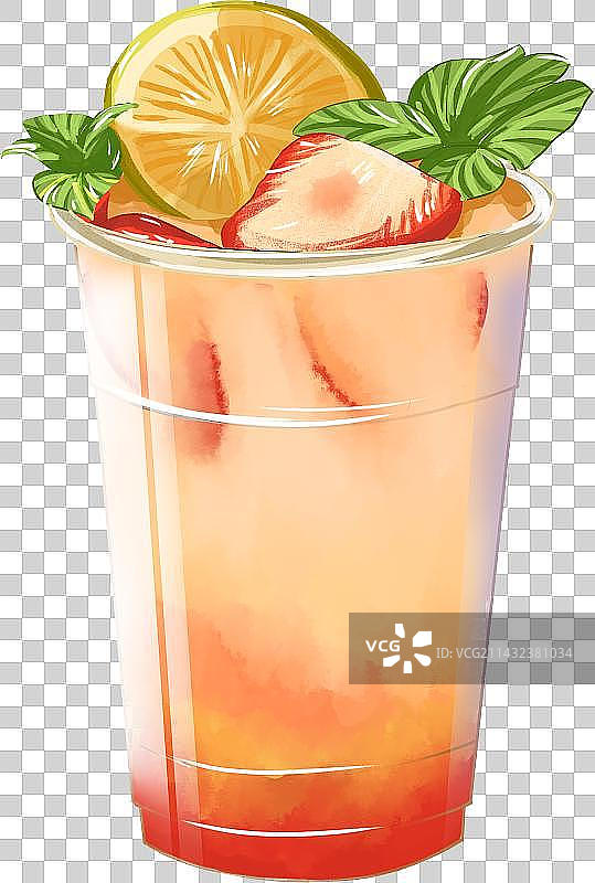 夏天饮料草莓柠檬奶茶插画图片素材