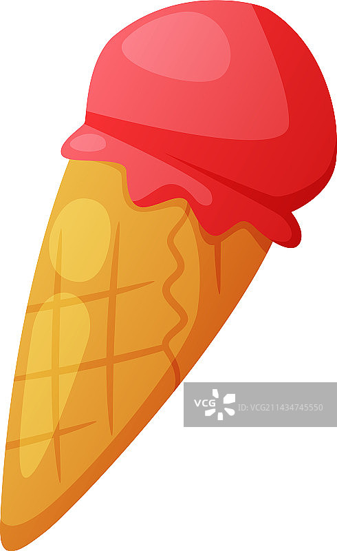 甜水果冰淇淋在华夫蛋筒作为快餐图片素材