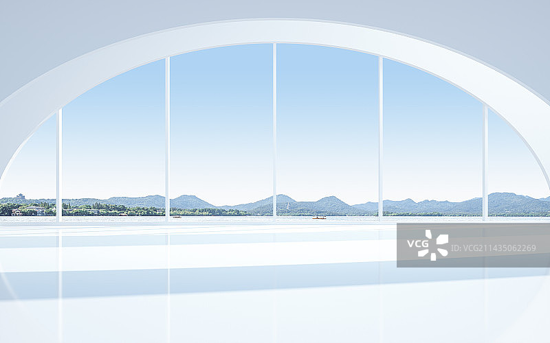 杭州西湖建筑平台广场图片素材