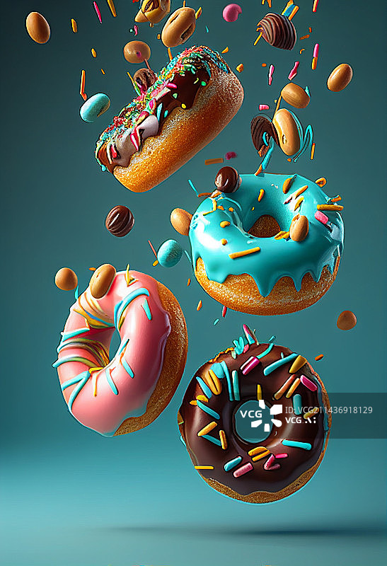 【AI数字艺术】AI生成的插图甜甜圈面包图片素材