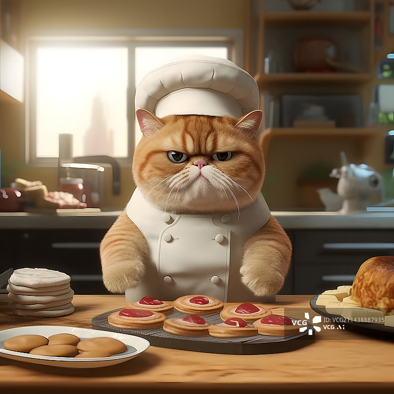 【AI数字艺术】加菲猫厨师图片素材