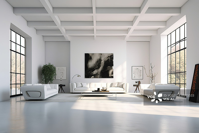 【AI数字艺术】现代风格的客厅图片素材