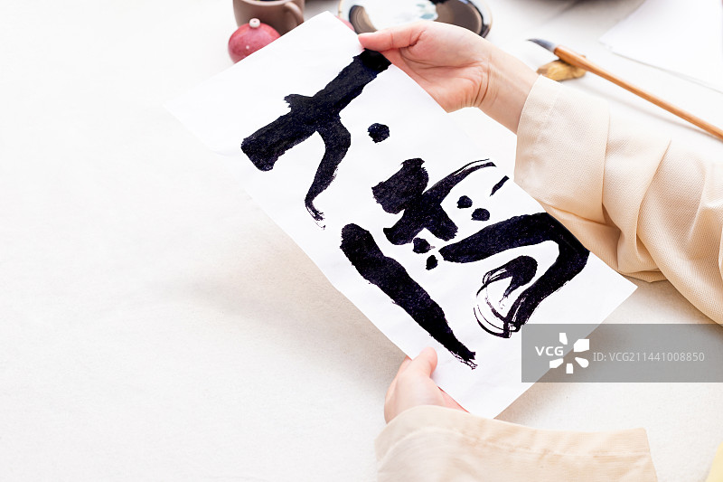 女士手写中国书法字体24节气，大雪图片素材
