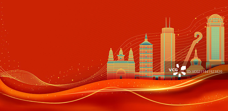 呼和浩特市红色建筑背景图片素材