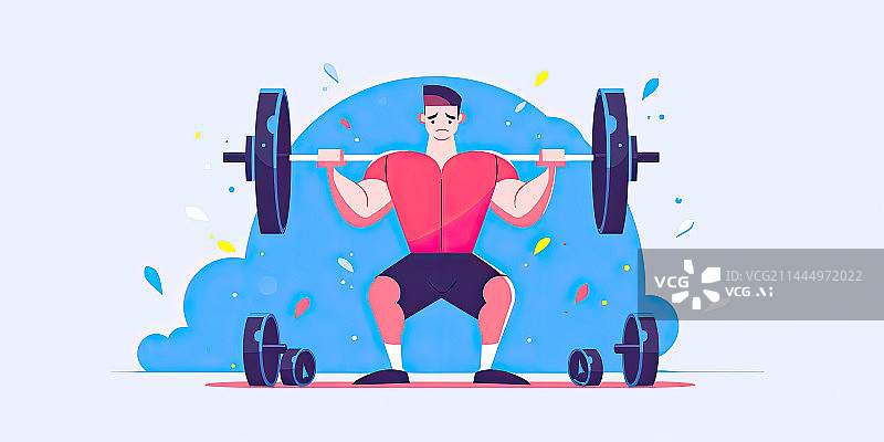 【AI数字艺术】正在举重力量训练的运动男士图片素材