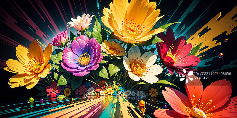 【AI数字艺术】抽象花卉彩绘背景图片素材