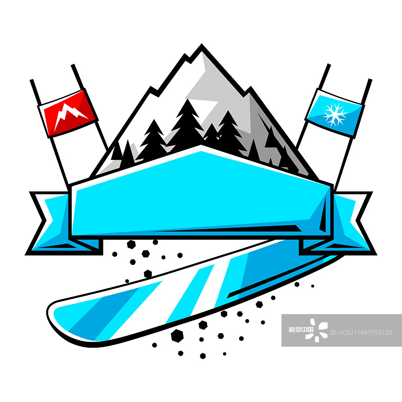 会徽上有单板滑雪冬季运动的标志图片素材