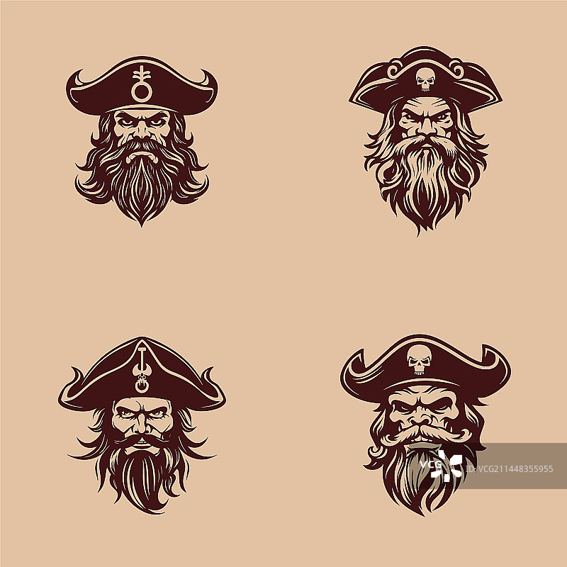 干净和最小的海盗头标志平面设计图片素材