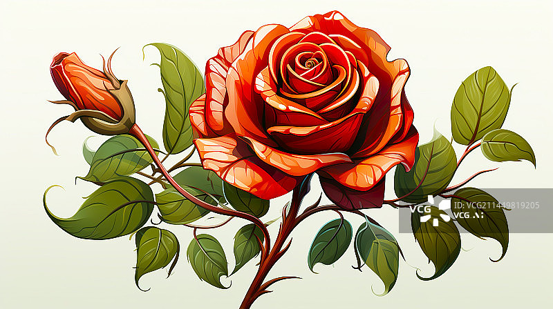 【AI数字艺术】油画水彩风格红色月季花玫瑰花背景插画配图图片素材