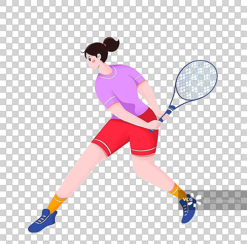 扁平插画一个男人在打网球图片素材