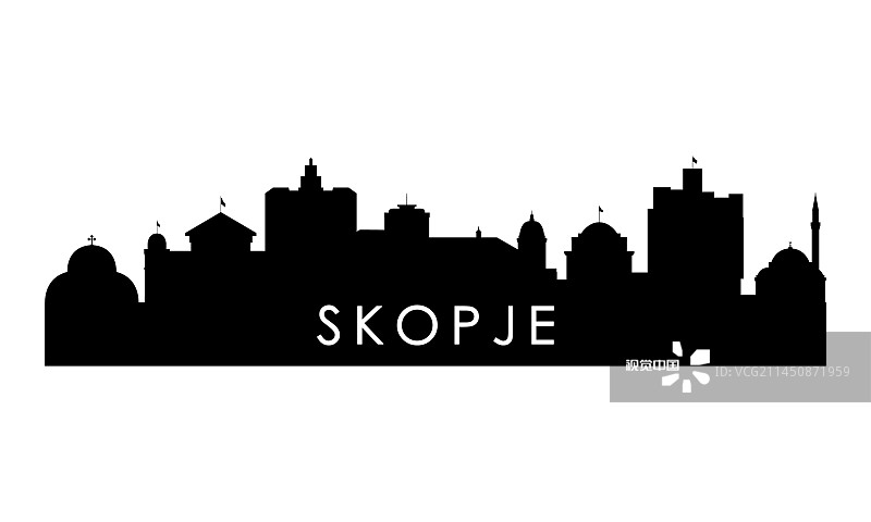 斯科普里的天际线轮廓黑色的斯科普里城图片素材