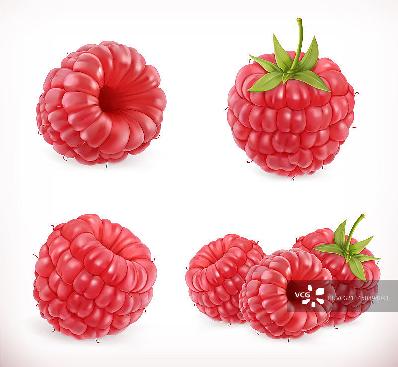 覆盆子甜水果3d图标设置现实图片素材