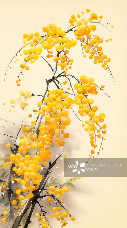【AI数字艺术】金色的秋天，桂花盛开图片素材
